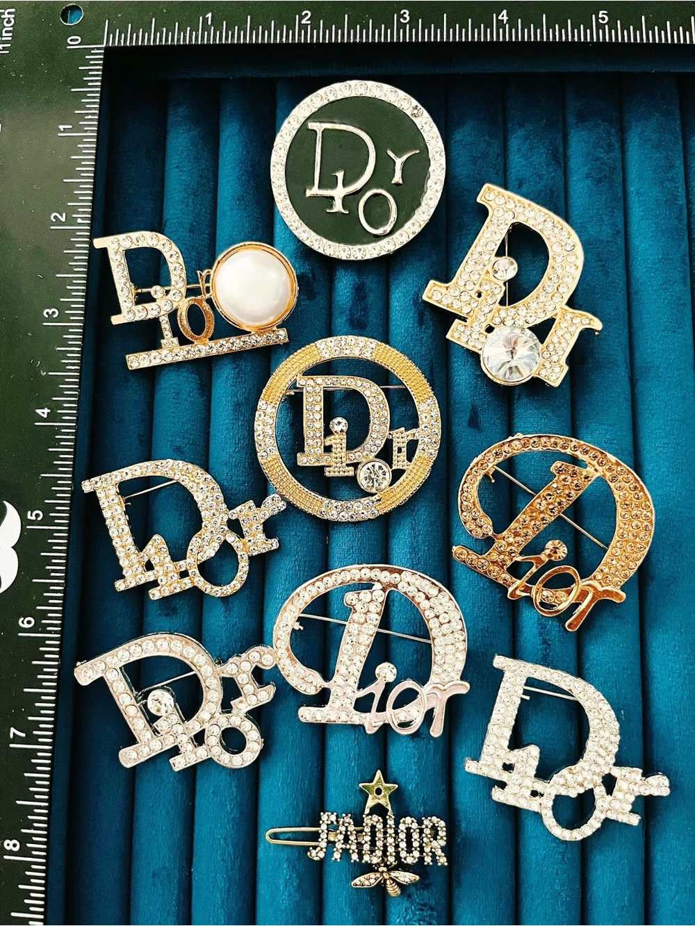 Lot 10 Sparkling Crystal Letter Brooch Pin Gold Silver Tone Rhinestone Initial